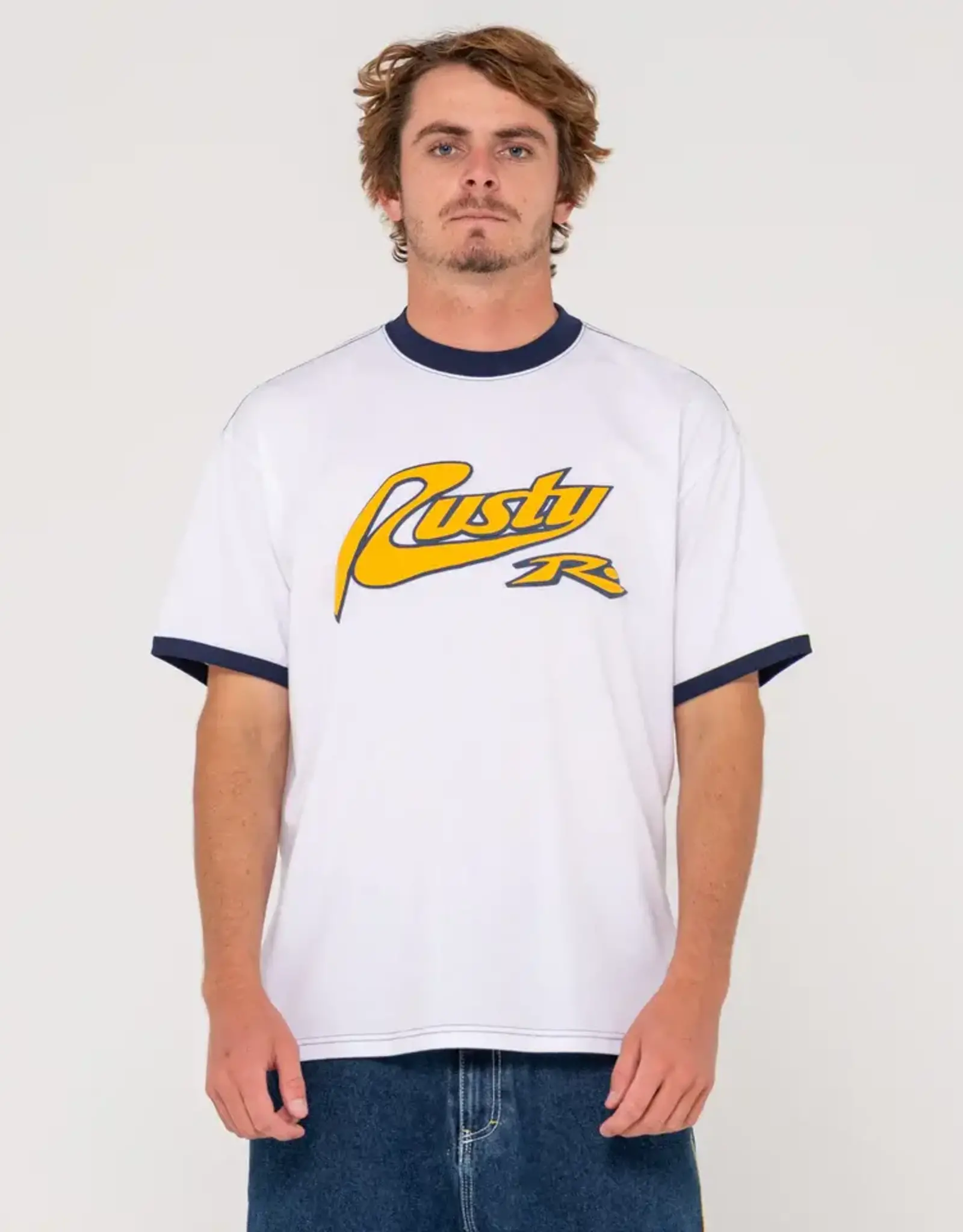 Rusty Rusty Dropout Ringer Short Sleeve Tee White