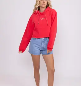 Rusty Rusty Signature Crop Hooded Fleece Magenta