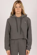 Rusty Rusty Alexia Crop Hooded Fleece Charcoal