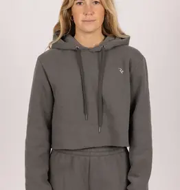 Rusty Rusty Alexia Crop Hooded Fleece Charcoal