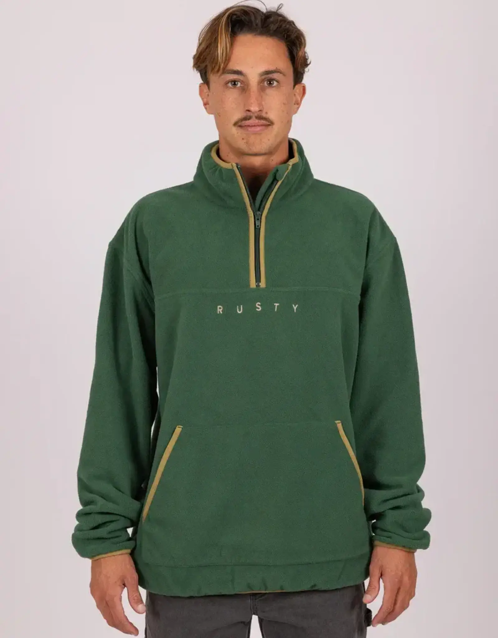 Rusty Rusty Old School 1/4 Zip Polar Fleece Army