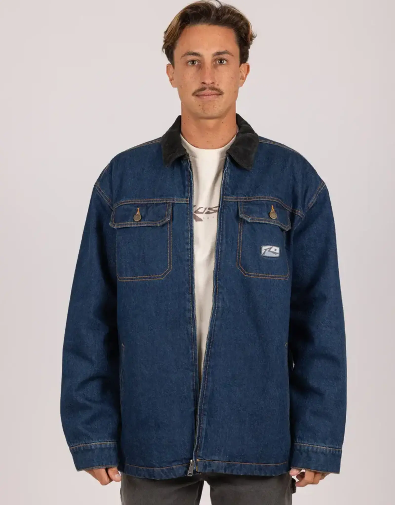 Rusty Rusty Dungaree Denim Jacket Deep See Blue