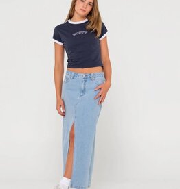 Rusty Rusty Celeste Low Rise Denim Maxi Skirt Sky Blue Heather