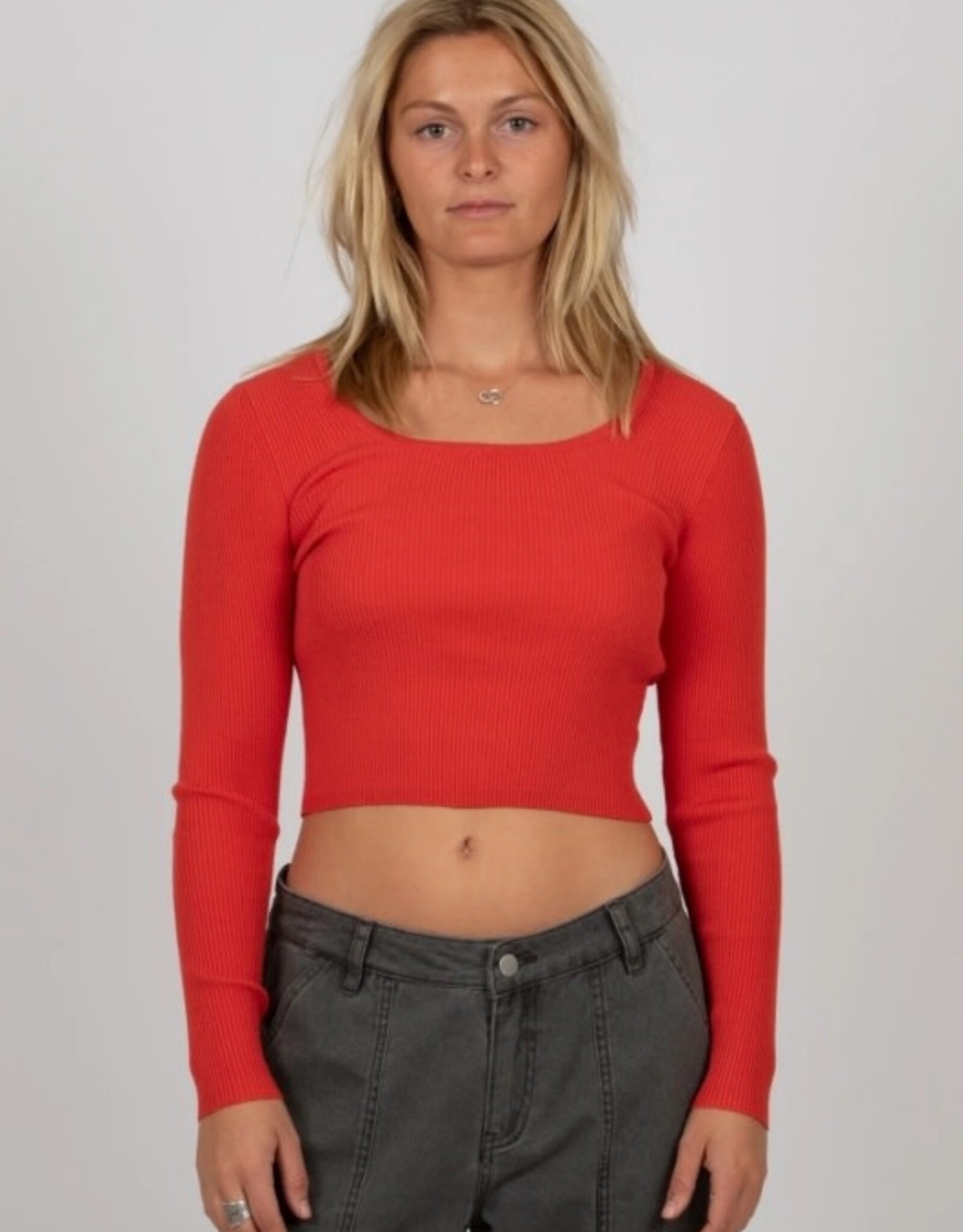 Rusty Rusty Ava Long Sleeve Knit Top Cherry