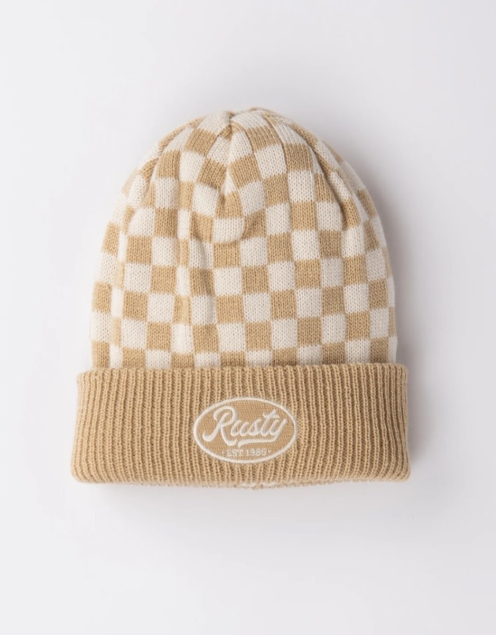 Rusty Rusty Check Mate Beanie Cream