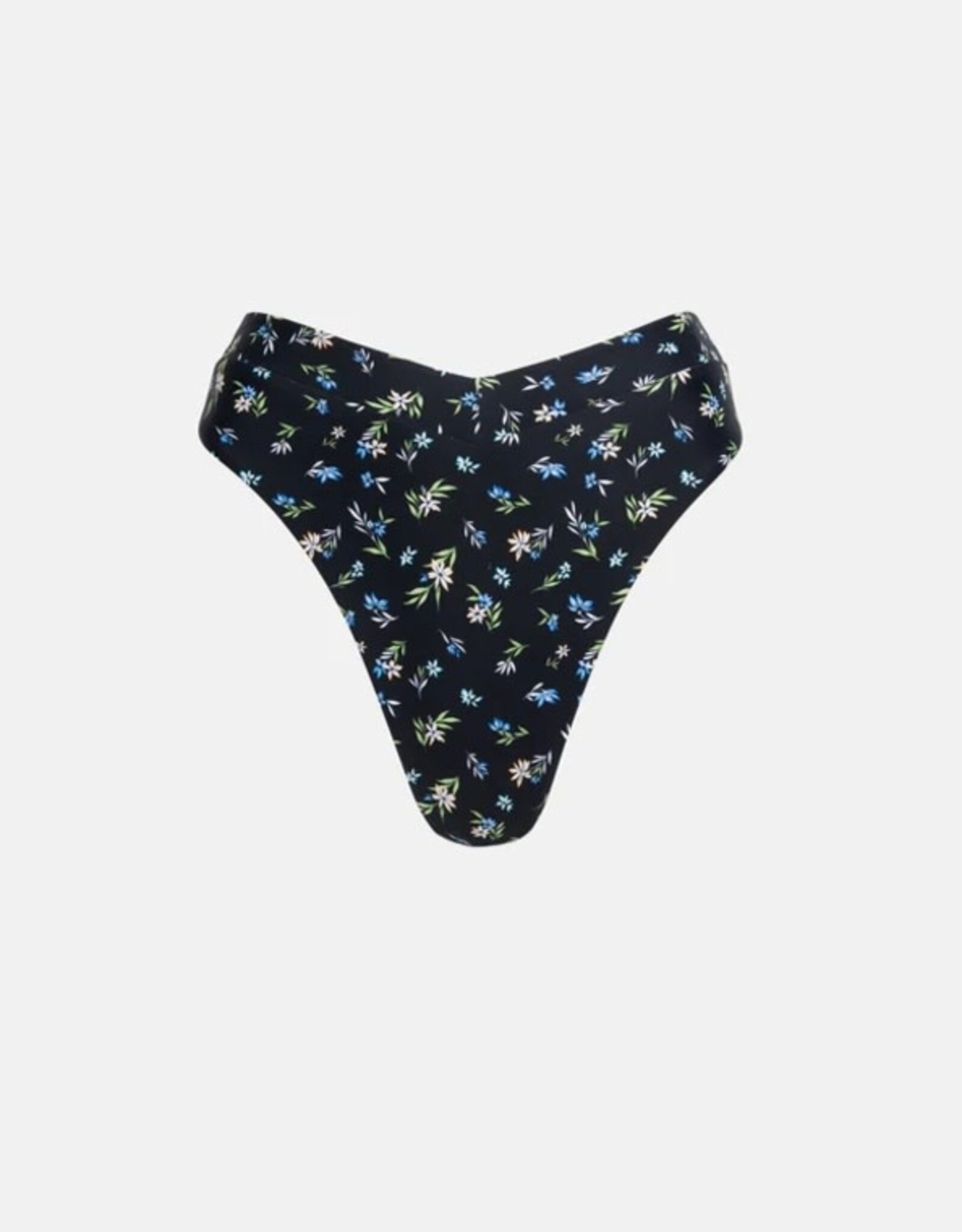 Rhythm Rhythm Fleur Floral Deep V Hi Waist Bikini Pant Black