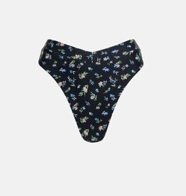 Rhythm Rhythm Fleur Floral Deep V Hi Waist Bikini Pant Black