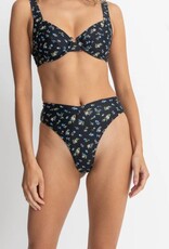 Rhythm Rhythm Fleur Floral Deep V Hi Waist Bikini Pant Black