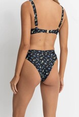 Rhythm Rhythm Fleur Floral Deep V Hi Waist Bikini Pant Black