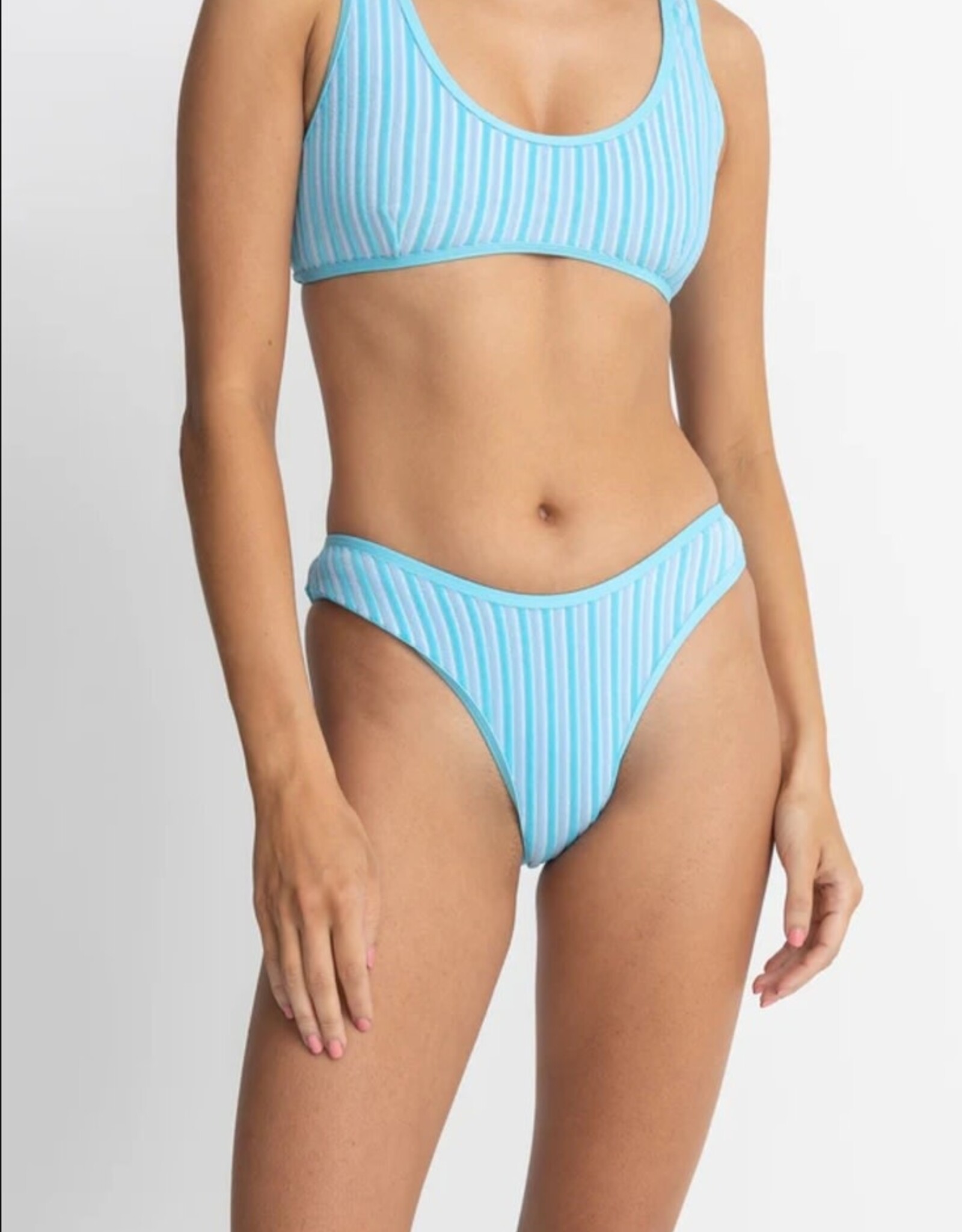 Rhythm Rhythm Terry Sands Stripe Hi Cut Bikini Pant Blue