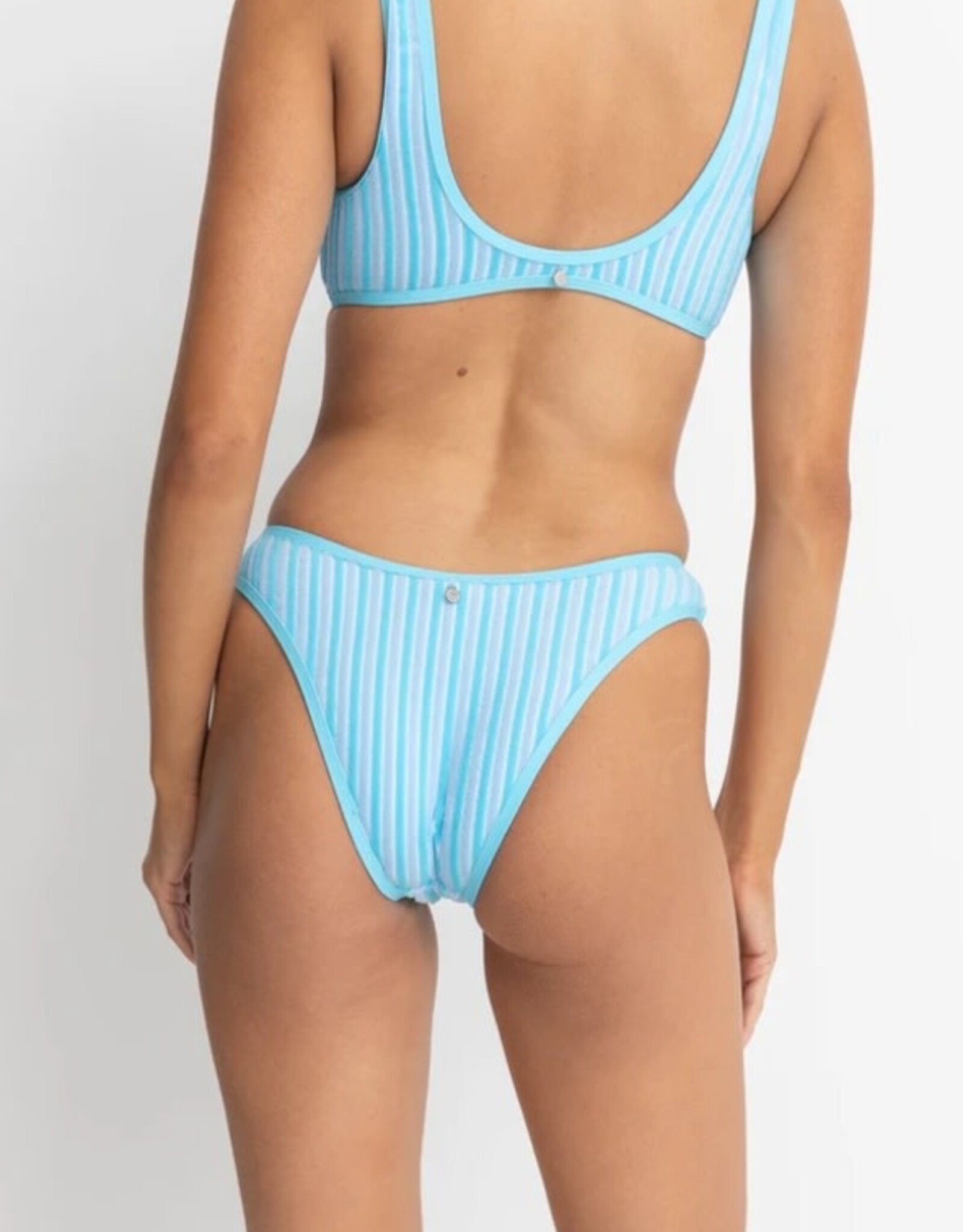 Rhythm Rhythm Terry Sands Stripe Hi Cut Bikini Pant Blue