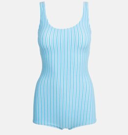Rhythm Rhythm Terry Sands Stripe Surf Short One Piece Swimsuit Blue