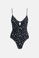 Rhythm Rhythm Fleur Floral Tie Front One Piece Swimsuit Black