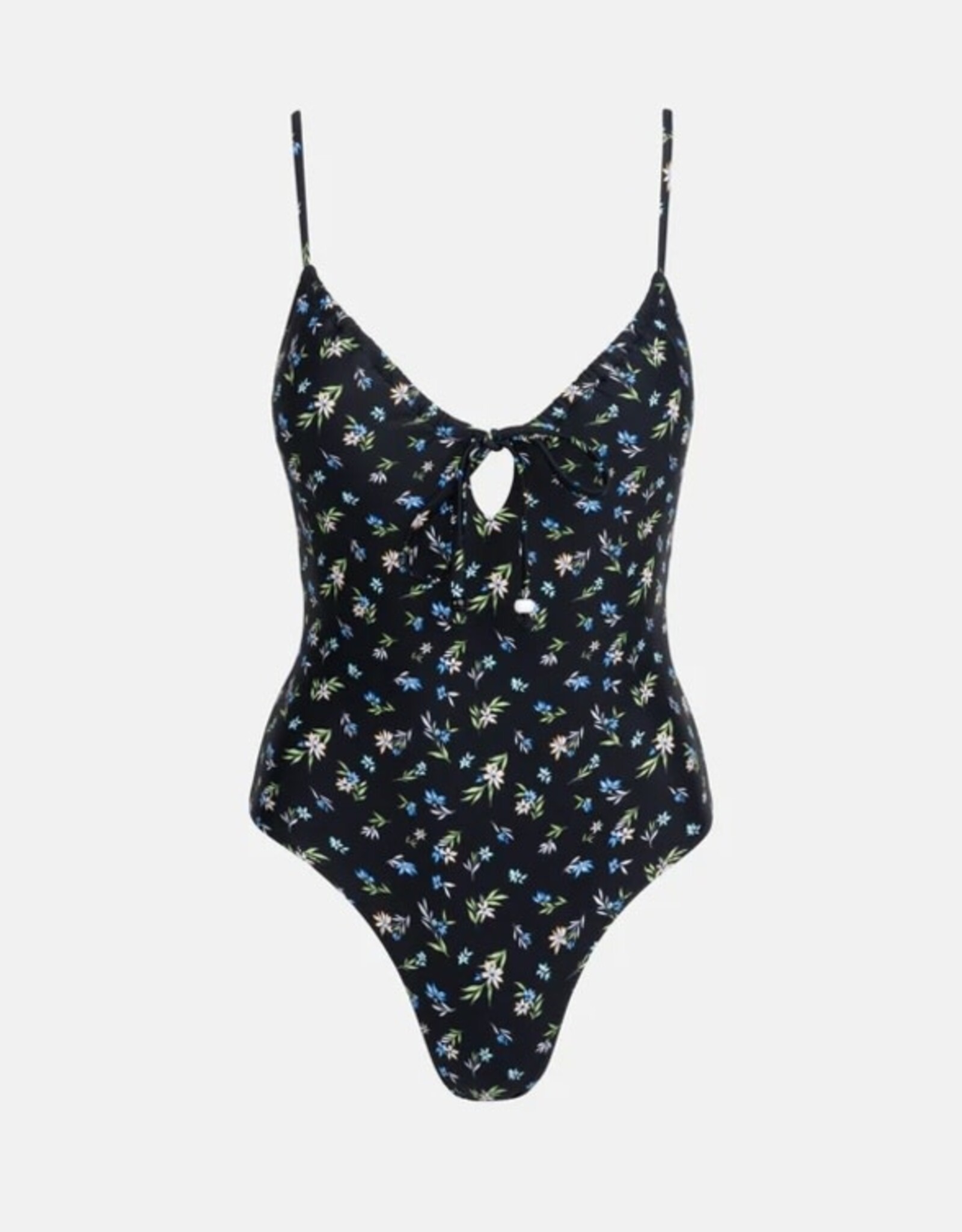 Rhythm Rhythm Fleur Floral Tie Front One Piece Swimsuit Black
