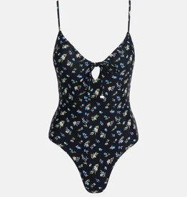 Rhythm Rhythm Fleur Floral Tie Front One Piece Swimsuit Black
