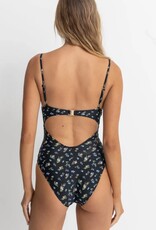 Rhythm Rhythm Fleur Floral Tie Front One Piece Swimsuit Black