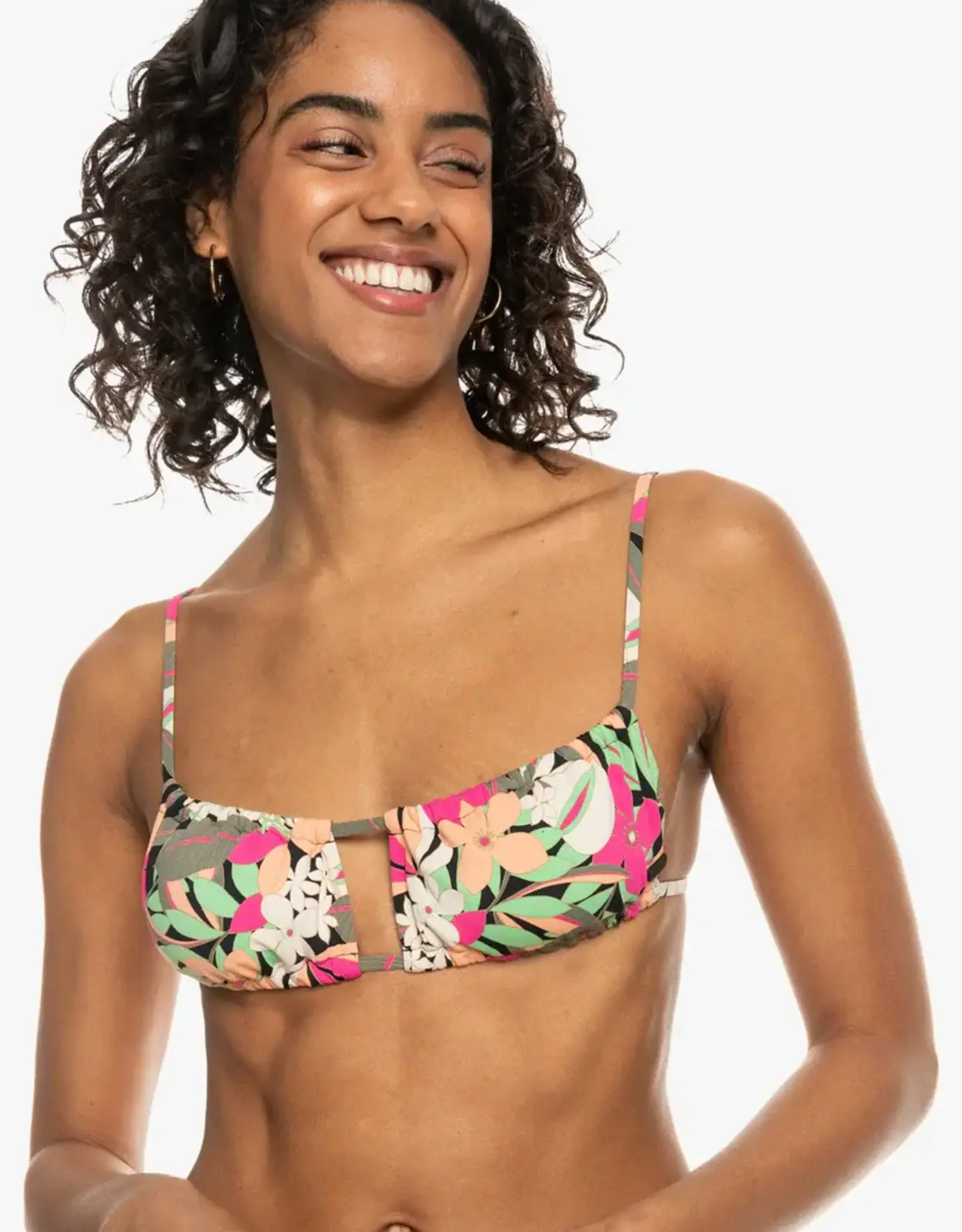 Roxy Roxy Printed Beach Classics Fashion Bralette Bikini Top Anthracite Palm Song