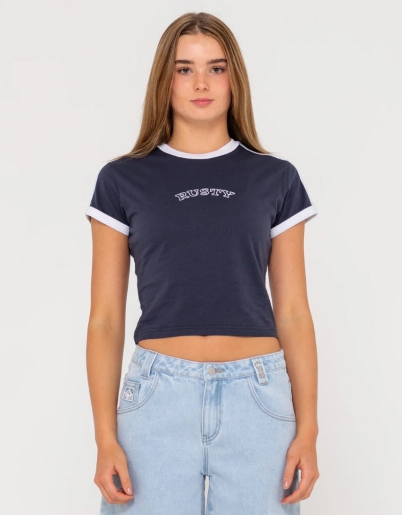 Rusty Rusty Double Trouble Skimmer Contrast Tee Navy Blue