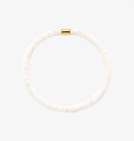Pura Vida Pura Vida Seascape Vinyl Disc Stretch Bracelet White