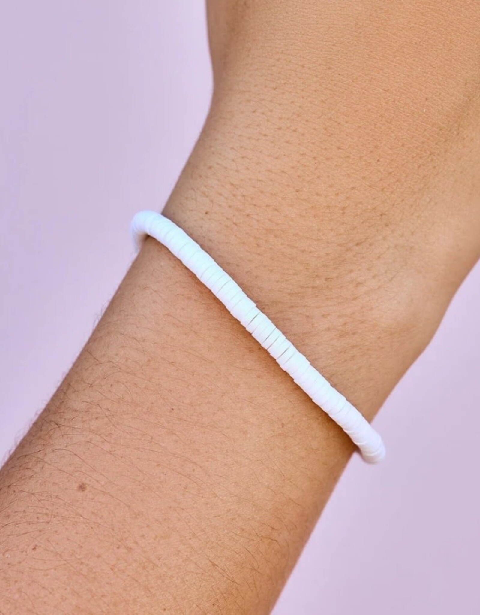 Pura Vida Pura Vida Seascape Vinyl Disc Stretch Bracelet White