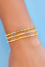 Pura Vida Pura Vida Mixed Seed Bead Gold Stretch Bracelet Set Sunset Beach