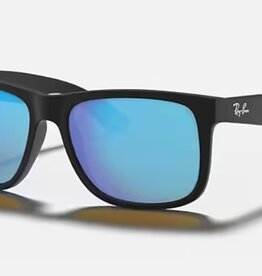 Ray Ban Ray Ban Justin Rubber Black Sunglasses Blue Flash