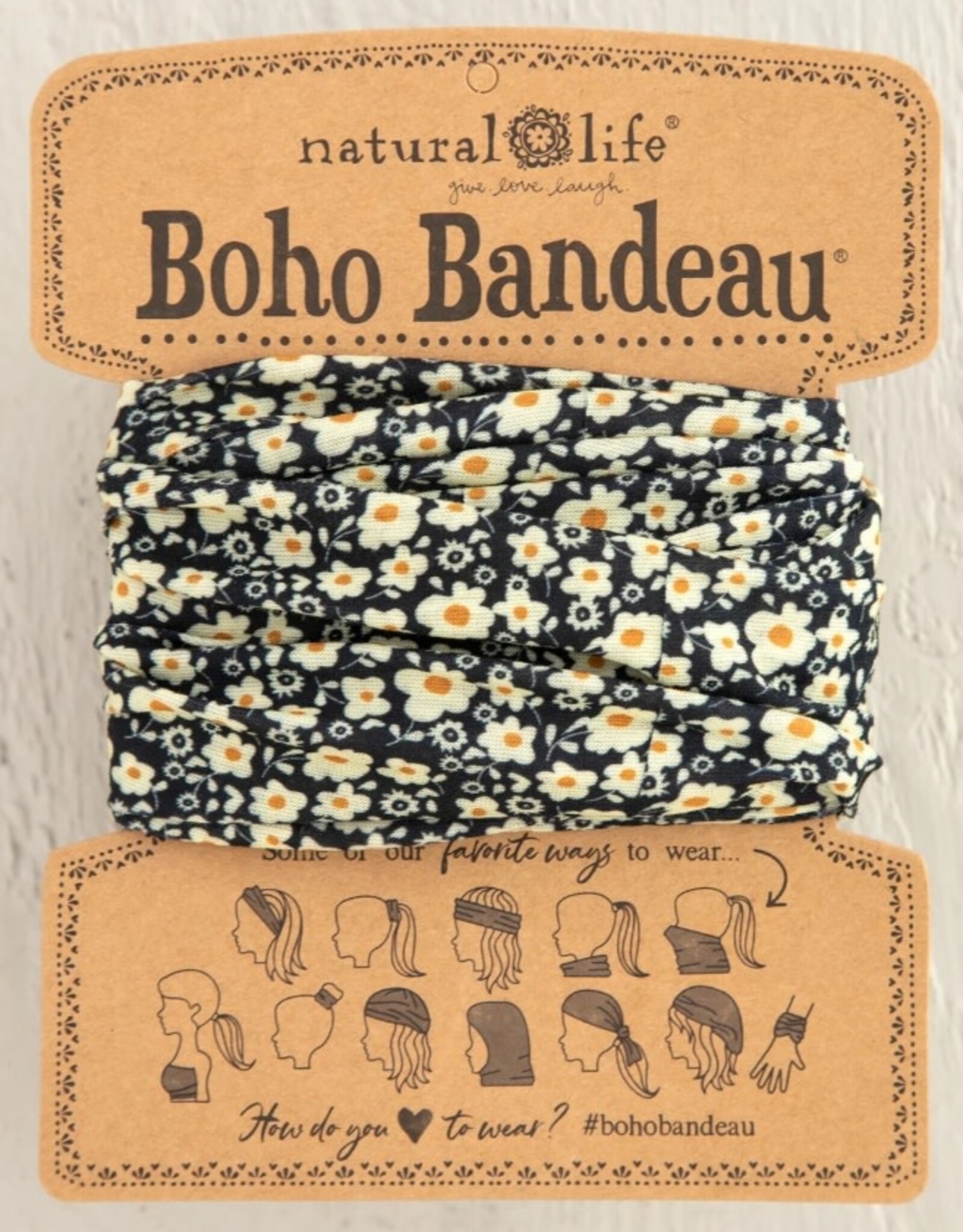Natural Life Natural Life Boho Bandeau Black White Daisies