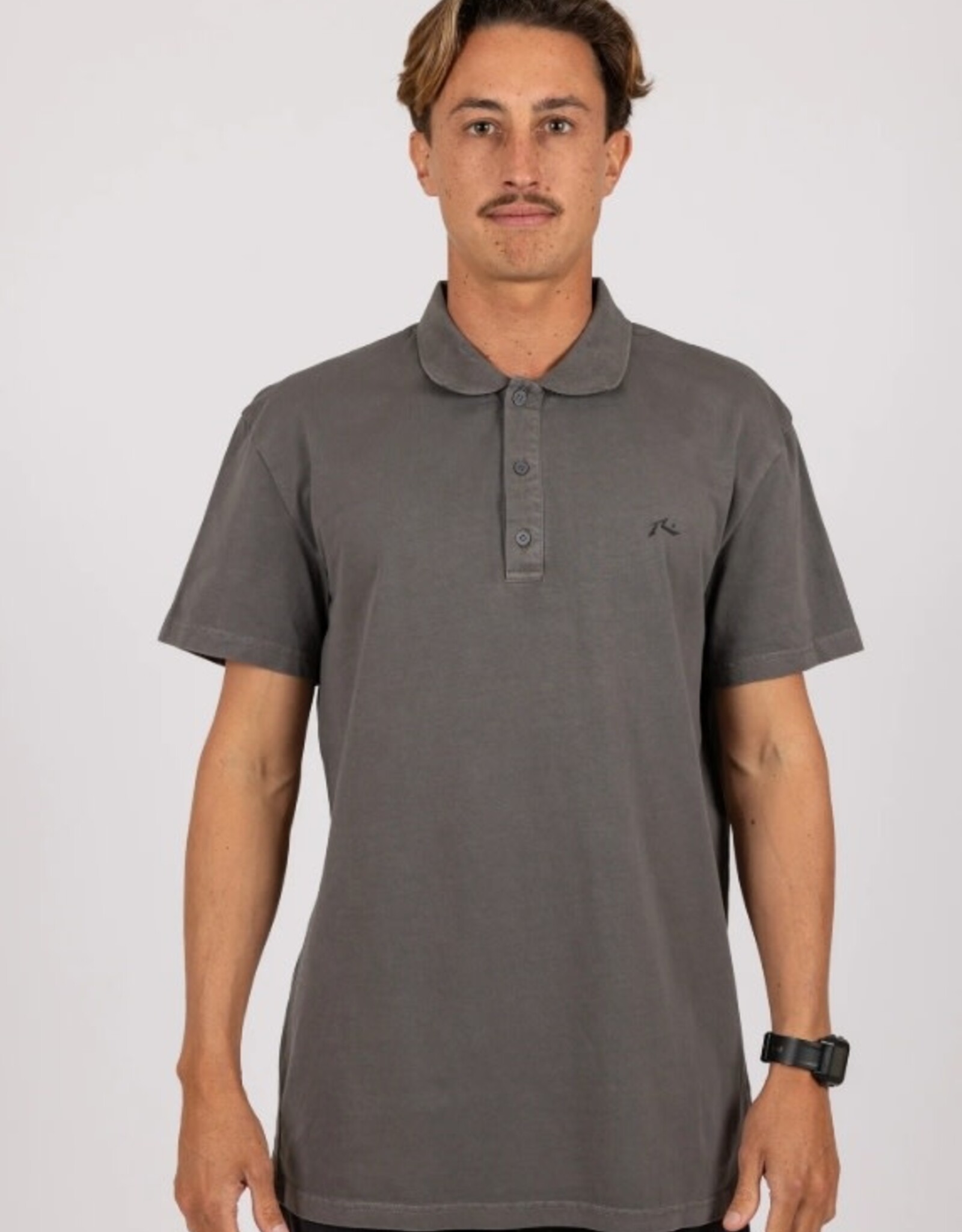 Rusty Rusty Comp Wash Short Sleeve Polo Charcoal