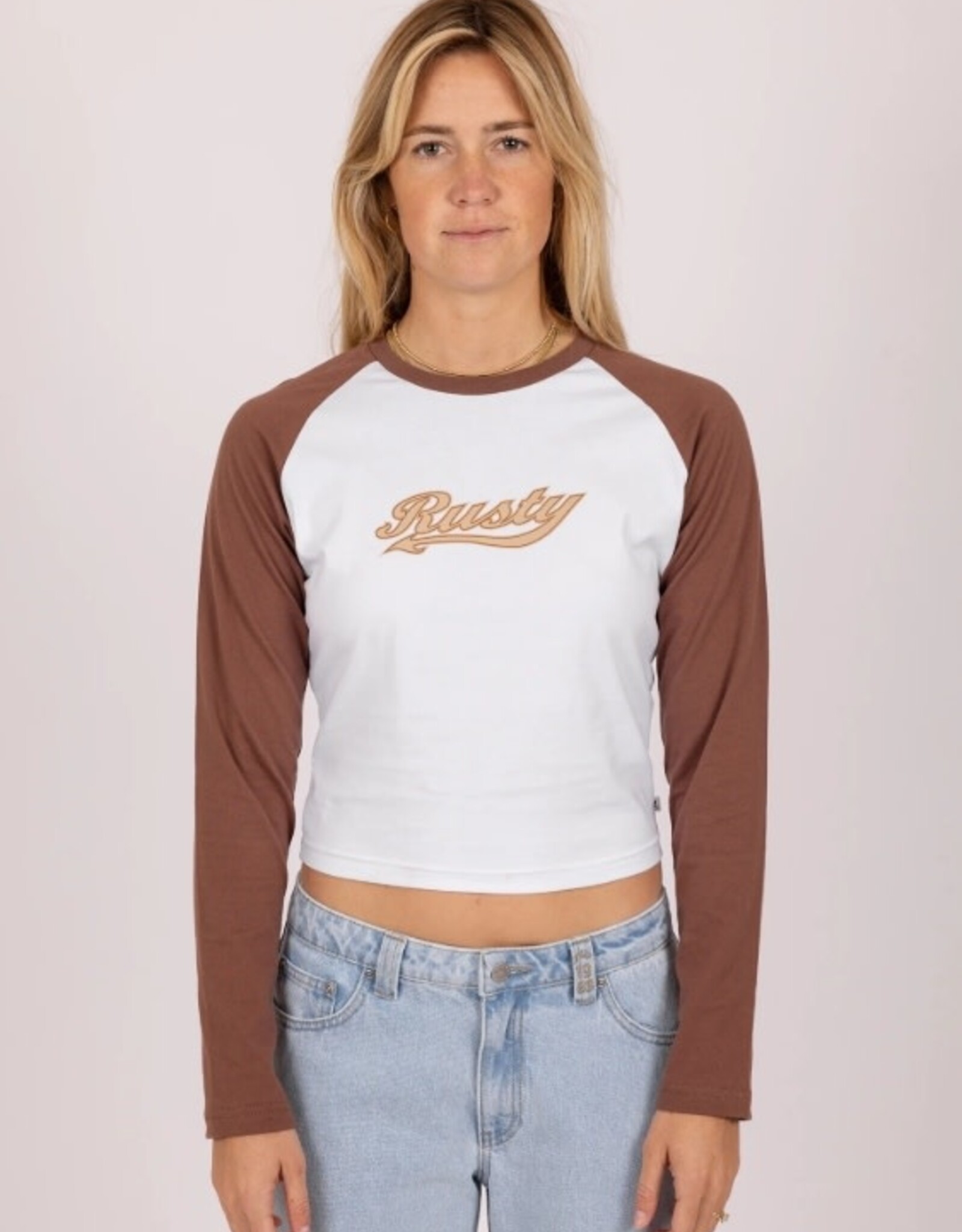 Rusty Rusty Norty Long Sleeve Raglan Baby Tee Chocolate