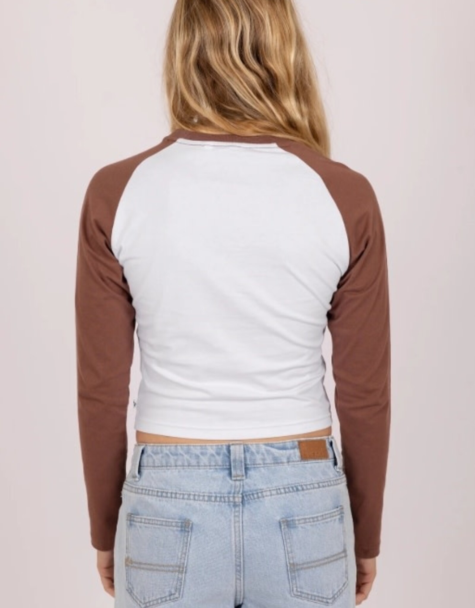 Rusty Rusty Norty Long Sleeve Raglan Baby Tee Chocolate