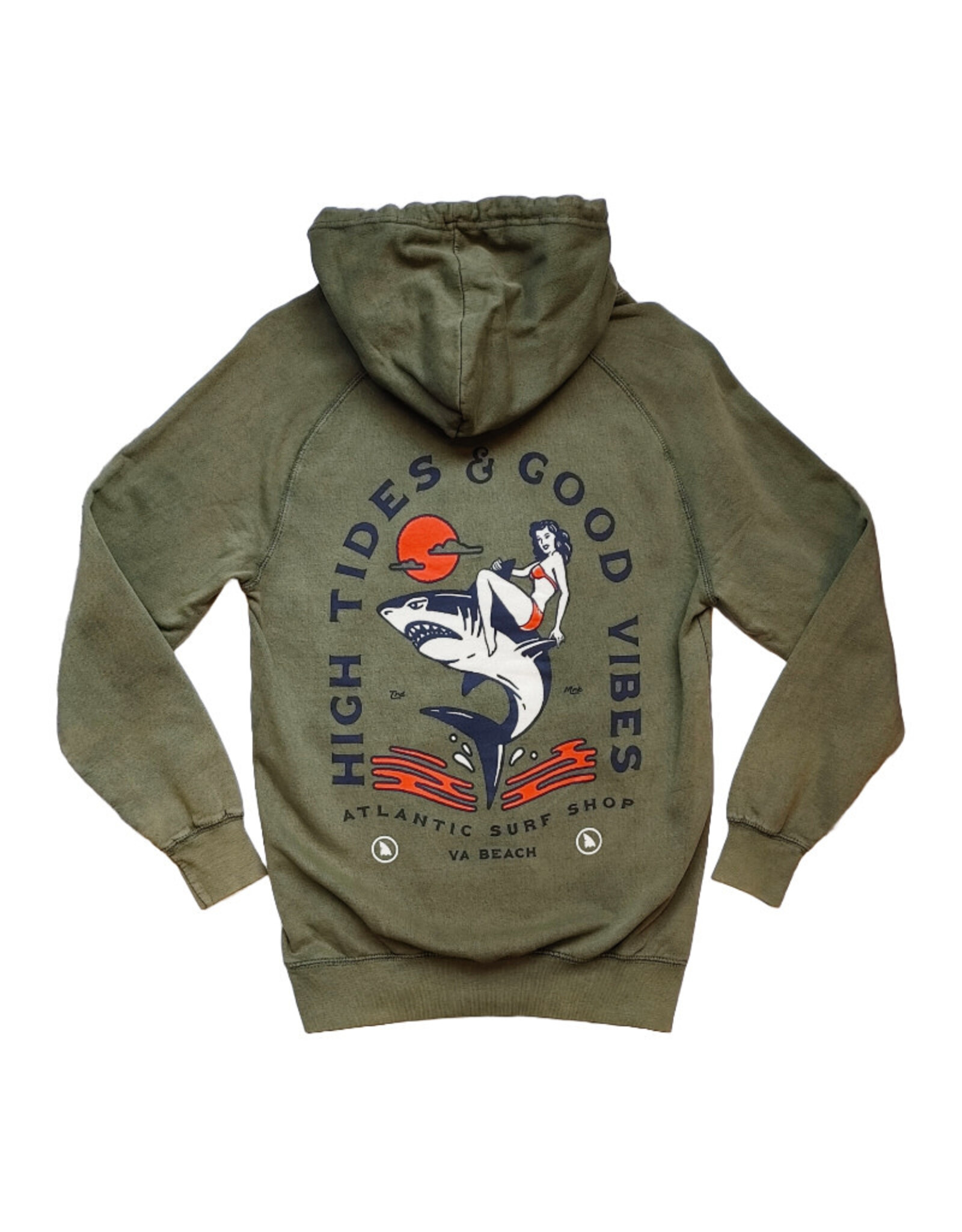 Atlantic Surf Co Atlantic Surf High Tides Good Vibes Hoodie Olive