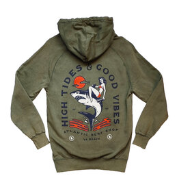 Atlantic Surf Co Atlantic Surf High Tides Good Vibes Hoodie Olive