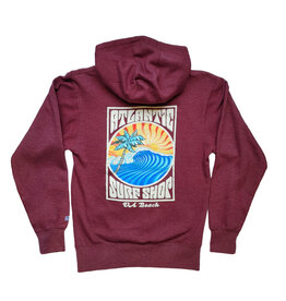 Atlantic Surf Co Atlantic Surf Old School Surf Fleece Hoodie Maroon