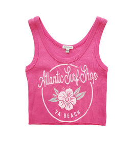Atlantic Surf Co Atlantic Surf Hibiscus Flower Crop Ladies Tank Hot Pink