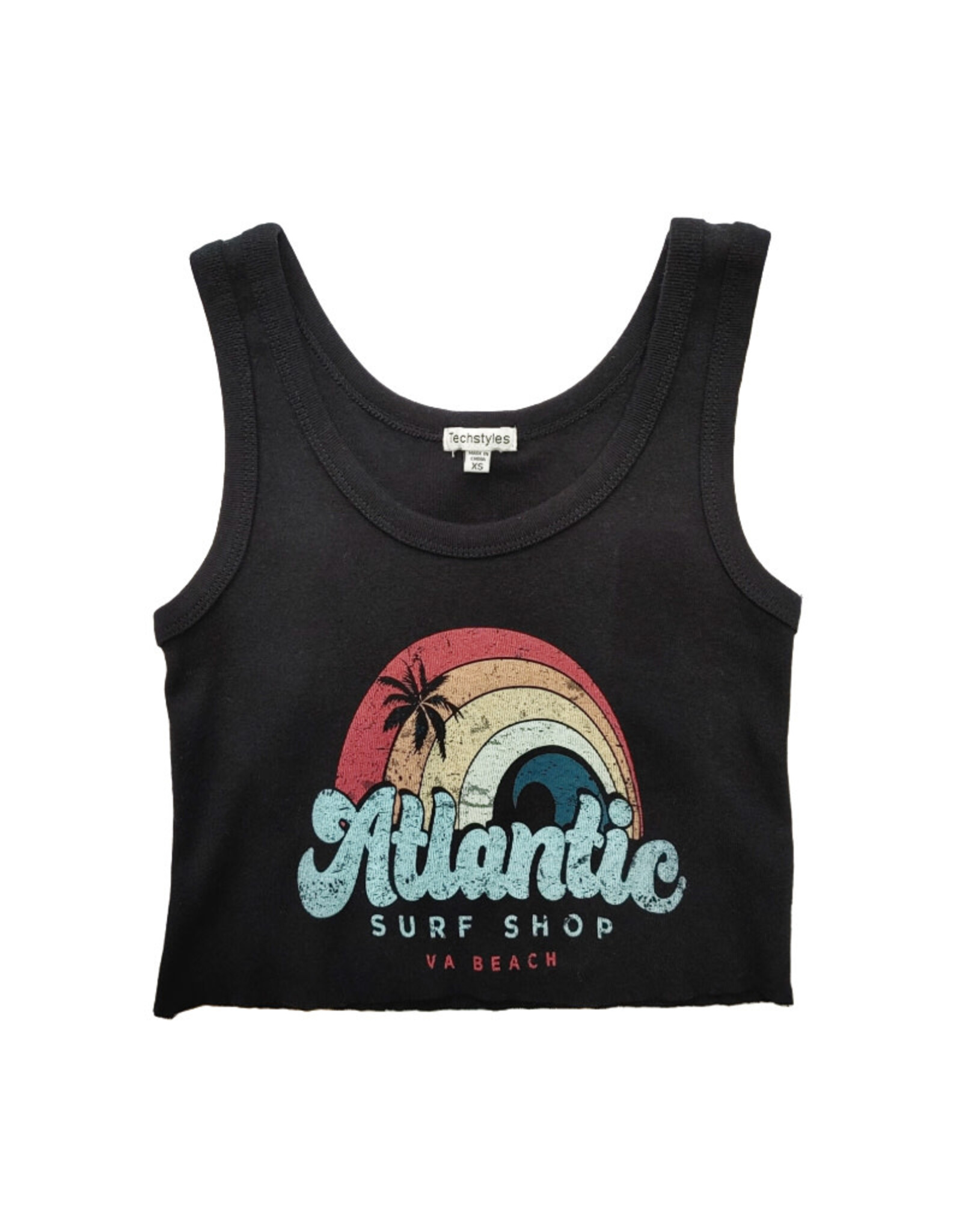 Atlantic Surf Co Atlantic Surf Rainbow Crop Ladies Tank Black