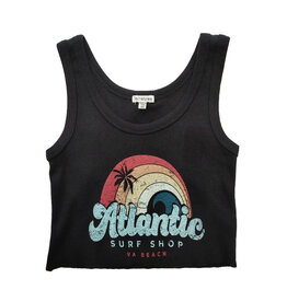 Atlantic Surf Co Atlantic Surf Rainbow Crop Ladies Tank Black