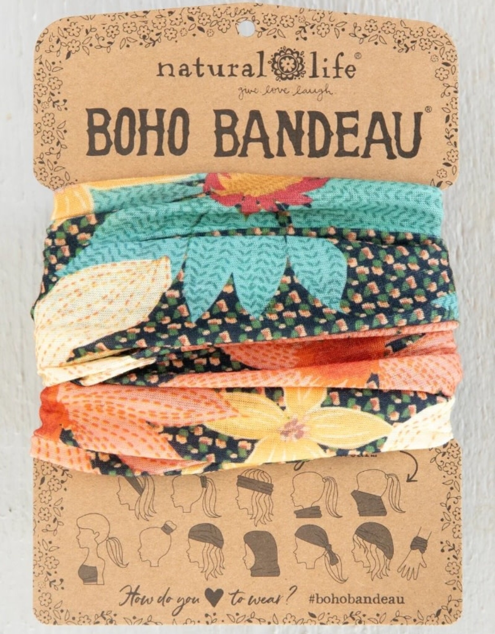 Natural Life Natural Life Boho Bandeau Blue Coral Cream Floral