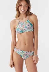 O'Neill O'Neill Girls Janis Floral Ruffle Edge High Neck Set Multi Color