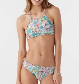 O'Neill O'Neill Girls Janis Floral Ruffle Edge High Neck Set Multi Color