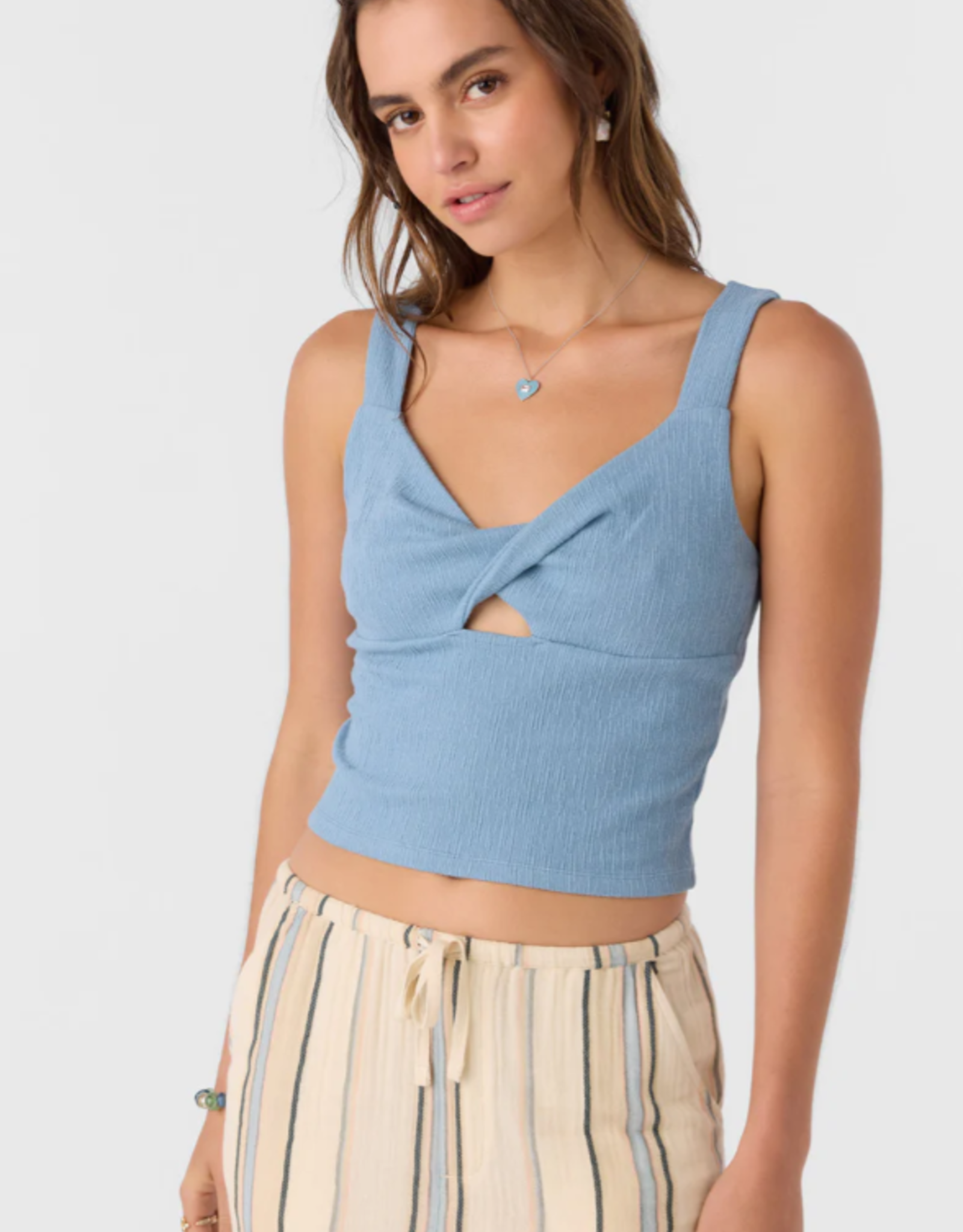 O'Neill O'Neill Jayde Twist Knit Tank Top Faded Denim