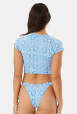 Roxy Roxy Tile Tranquility Cropped Short Sleeve Rashguard Blue