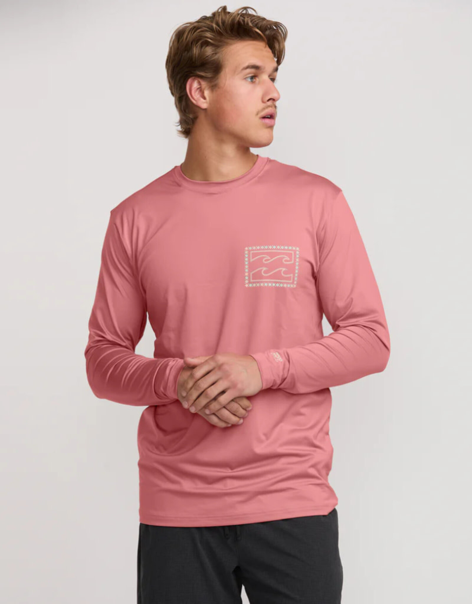 Billabong Billabong Crayon Wave Loose Fit Long Sleeve Surf Tee Dusty Pink