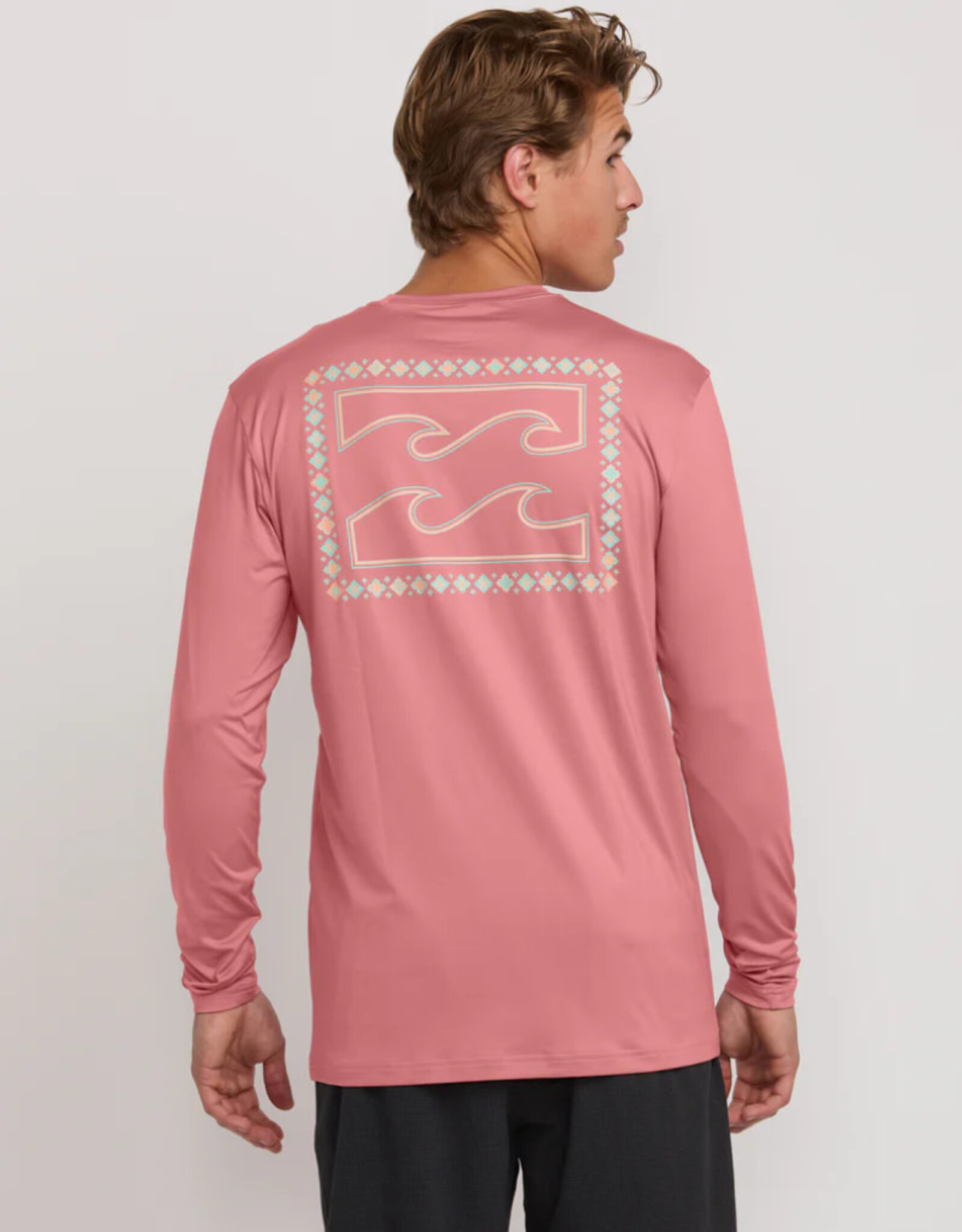 Billabong Billabong Crayon Wave Loose Fit Long Sleeve Surf Tee Dusty Pink