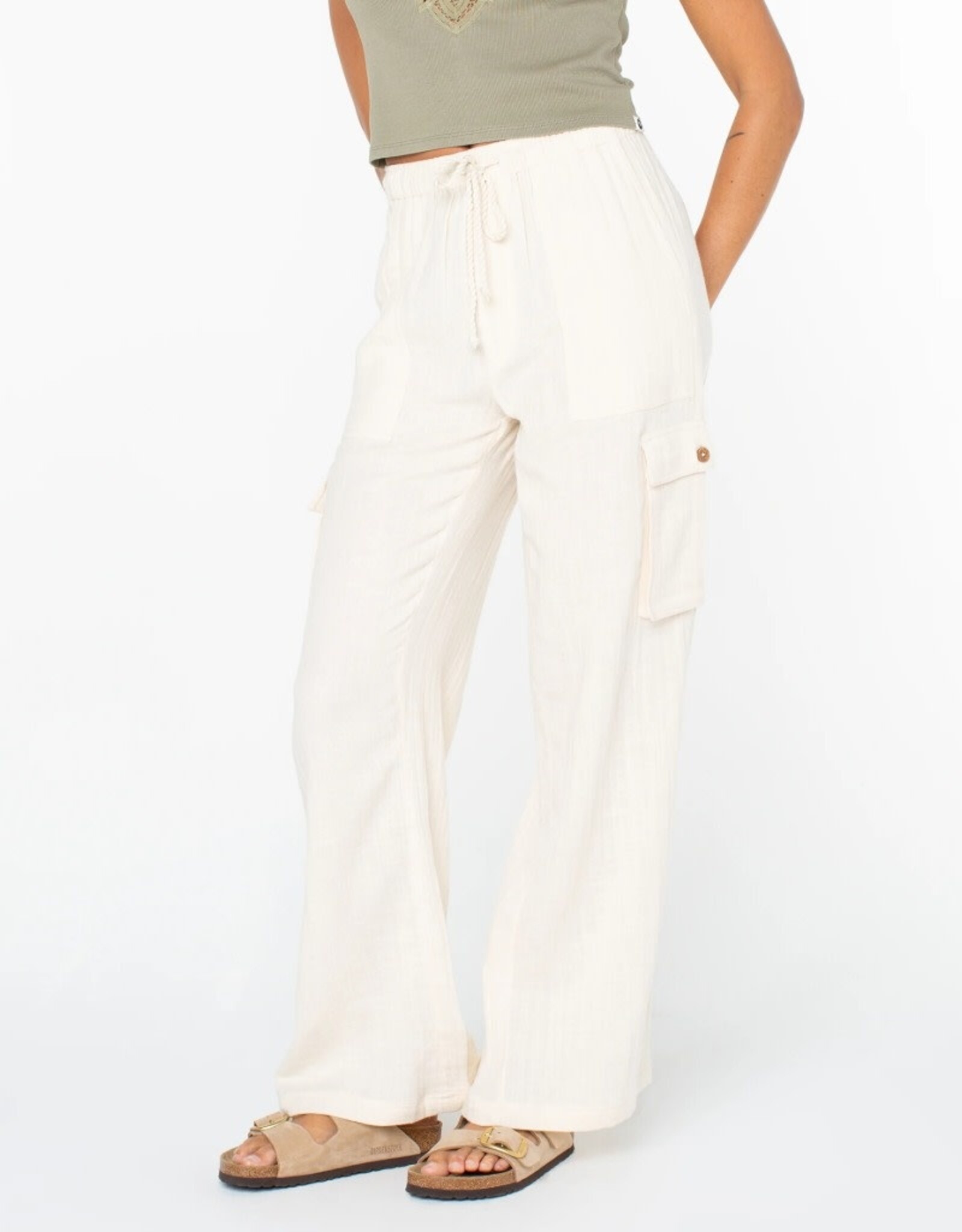 Roxy Roxy Precious Cargo Beach Solid Pants Egret Solid