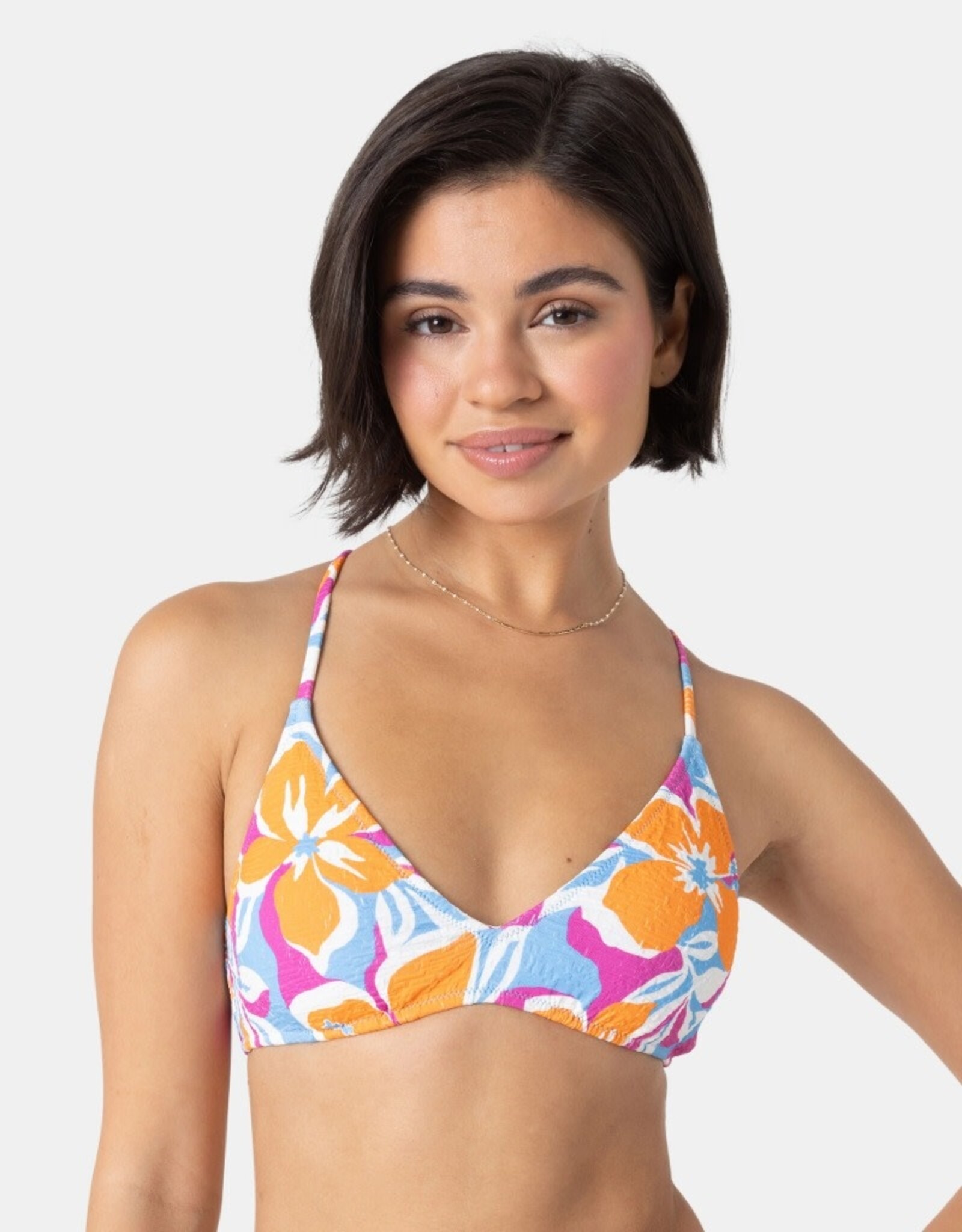 Roxy Roxy Topanga Canyon Athletic Triangle Bikini Top Pastel Floral Multi