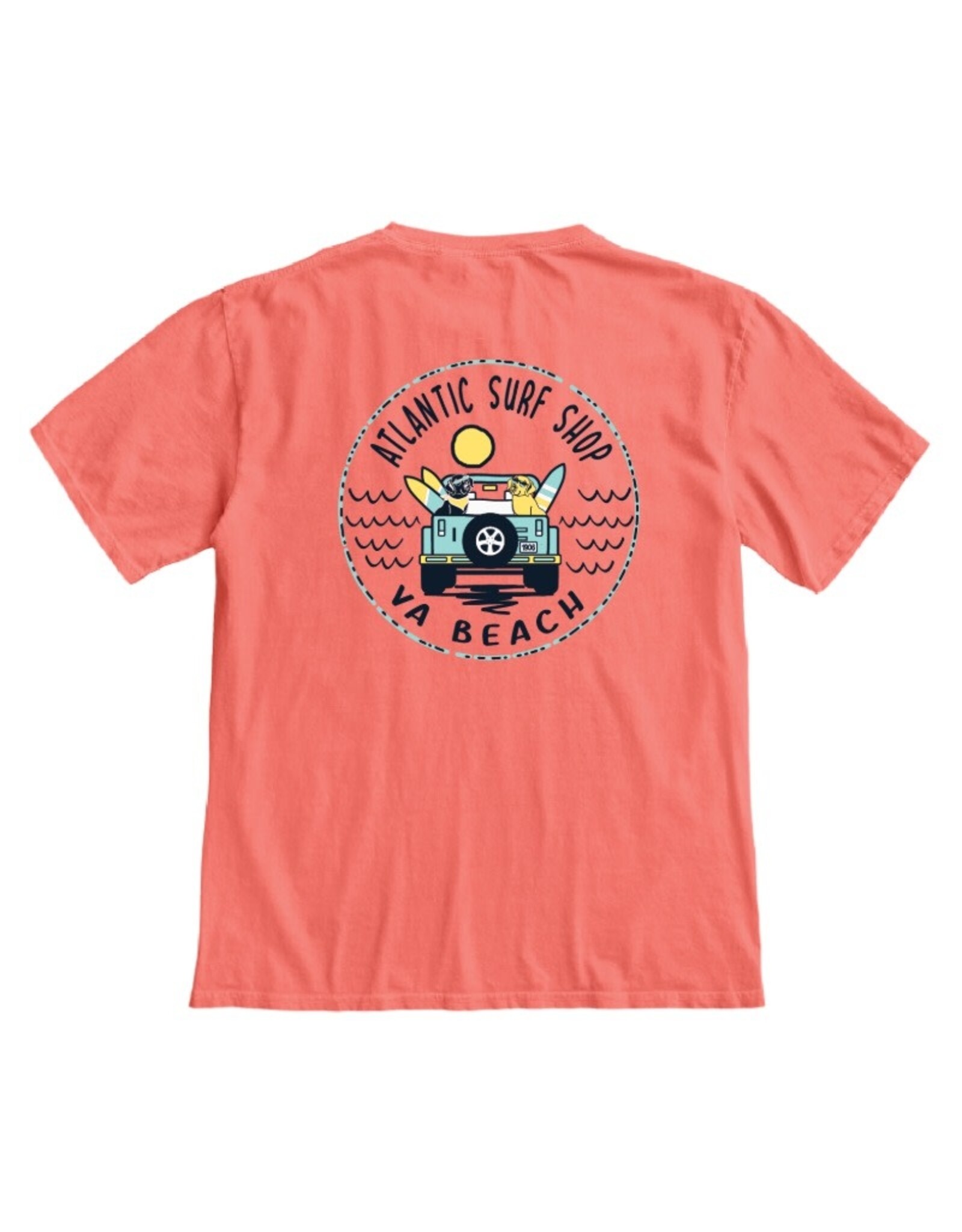 Atlantic Surf Co Atlantic Surf Shop Beach Jeep T-shirt Coral
