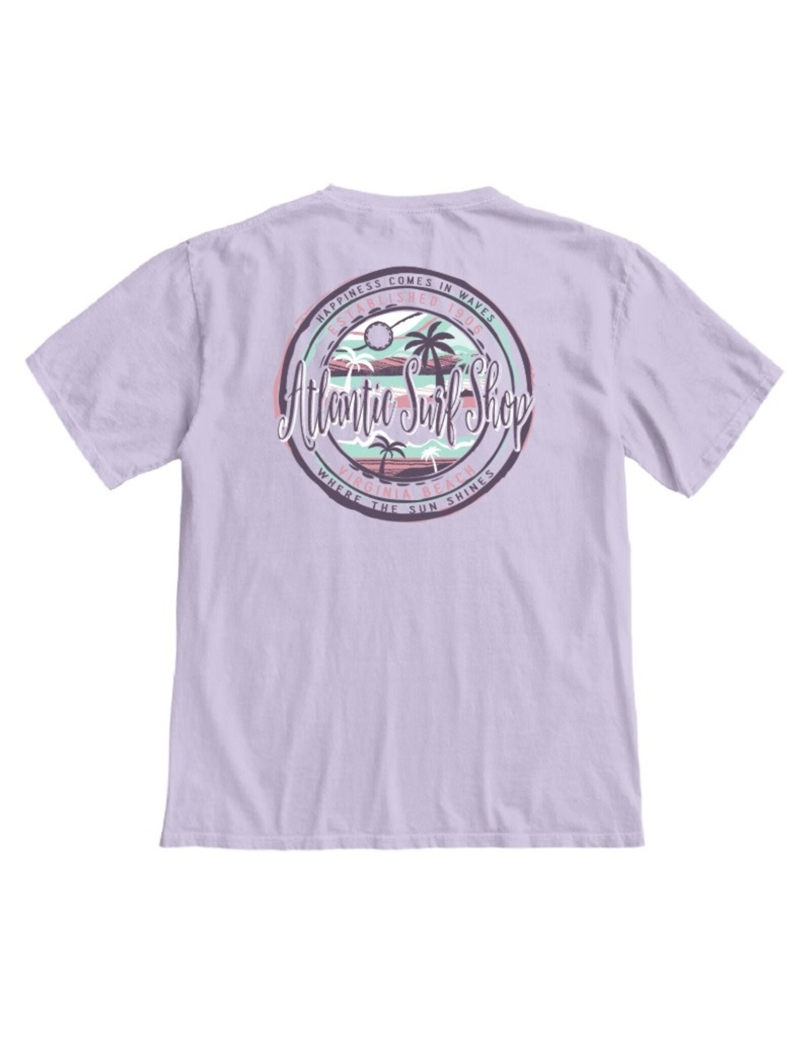 Atlantic Surf Co Atlantic Surf Shop Happiness Waves Lavender T-shirt