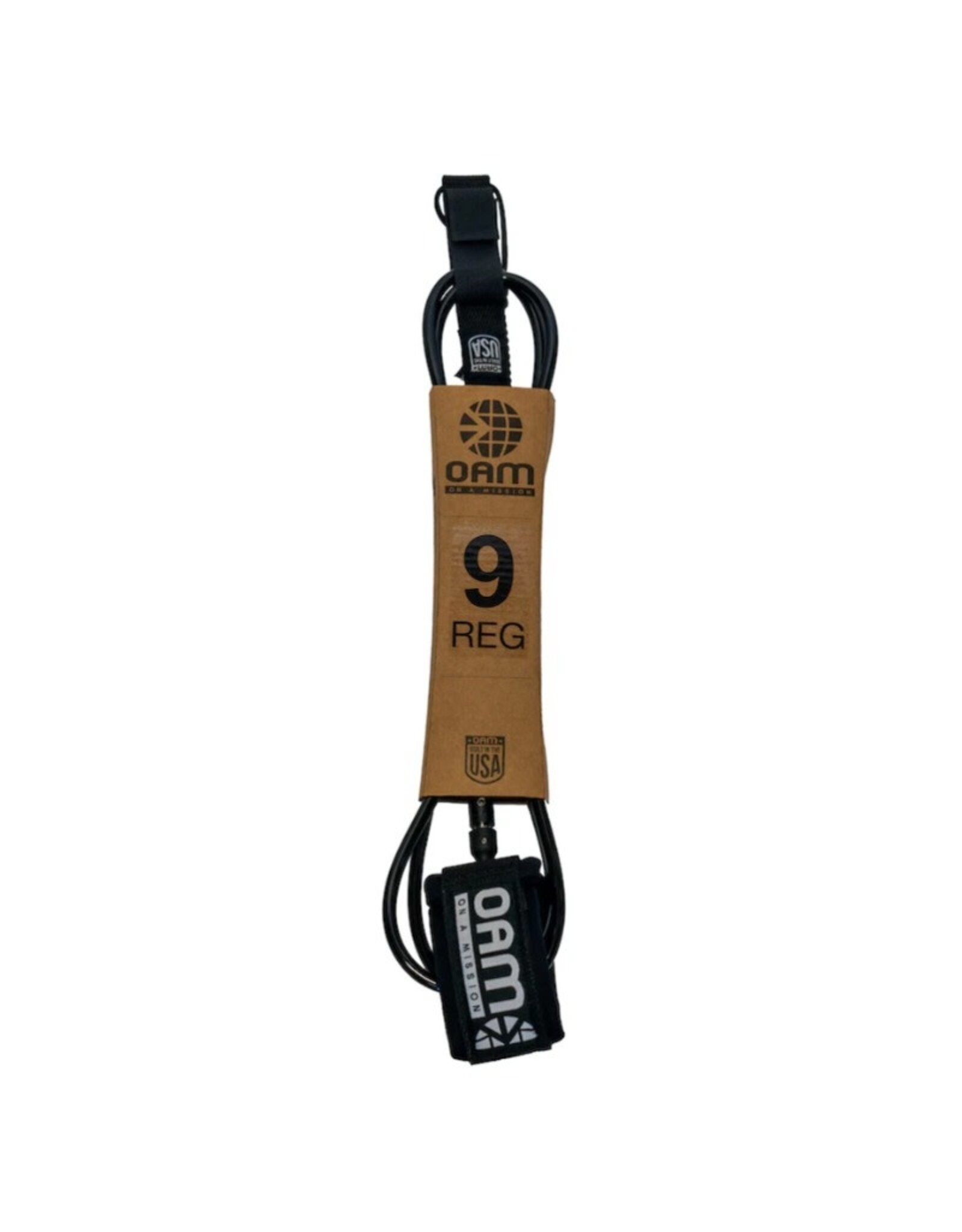 OAM OAM Surfboard Leash Regular 9'0" Black Built in USA