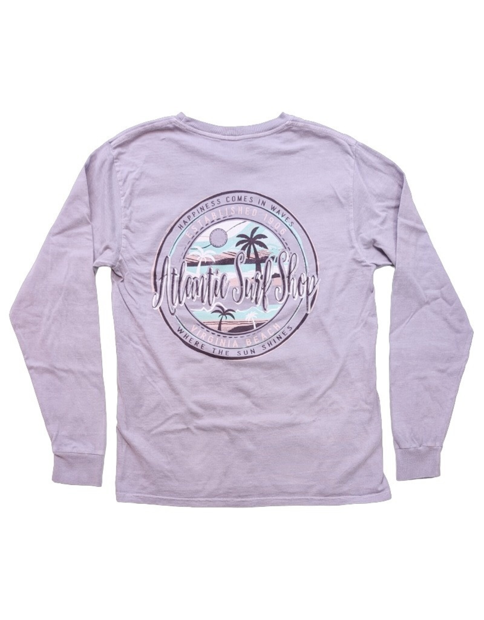 Atlantic Surf Co Atlantic Surf Shop Happiness Waves Longsleeve T-shirt Lavender