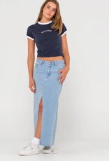 Rusty Rusty Celeste Low Rise Denim Maxi Skirt Sky Blue Heather